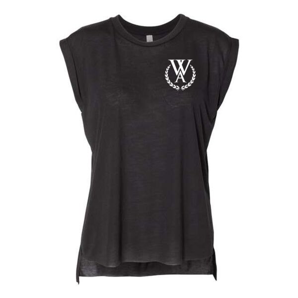 BELLA + CANVAS - Women’s Flowy Rolled Cuffs Muscle Tee - Printed Logo Thumbnail